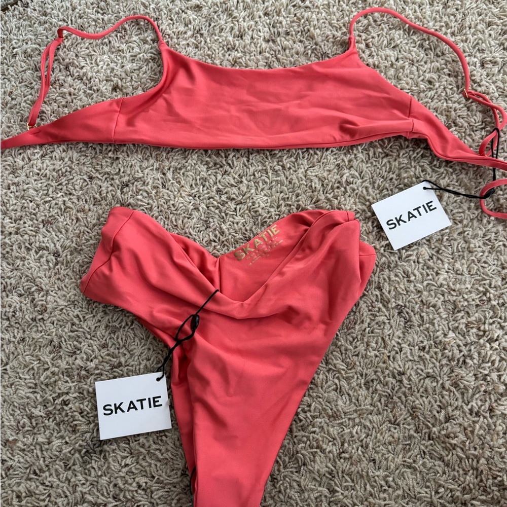 Skatie Coral Pink Two-Piece Bikini